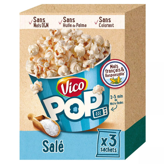 VICO Salted Popcorn – 3x80g (240g total)