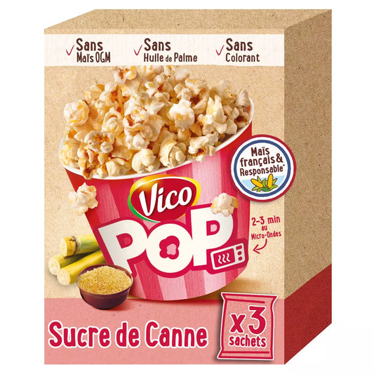 VICO Cane Sugar Popcorn – 3x80g (240g total)