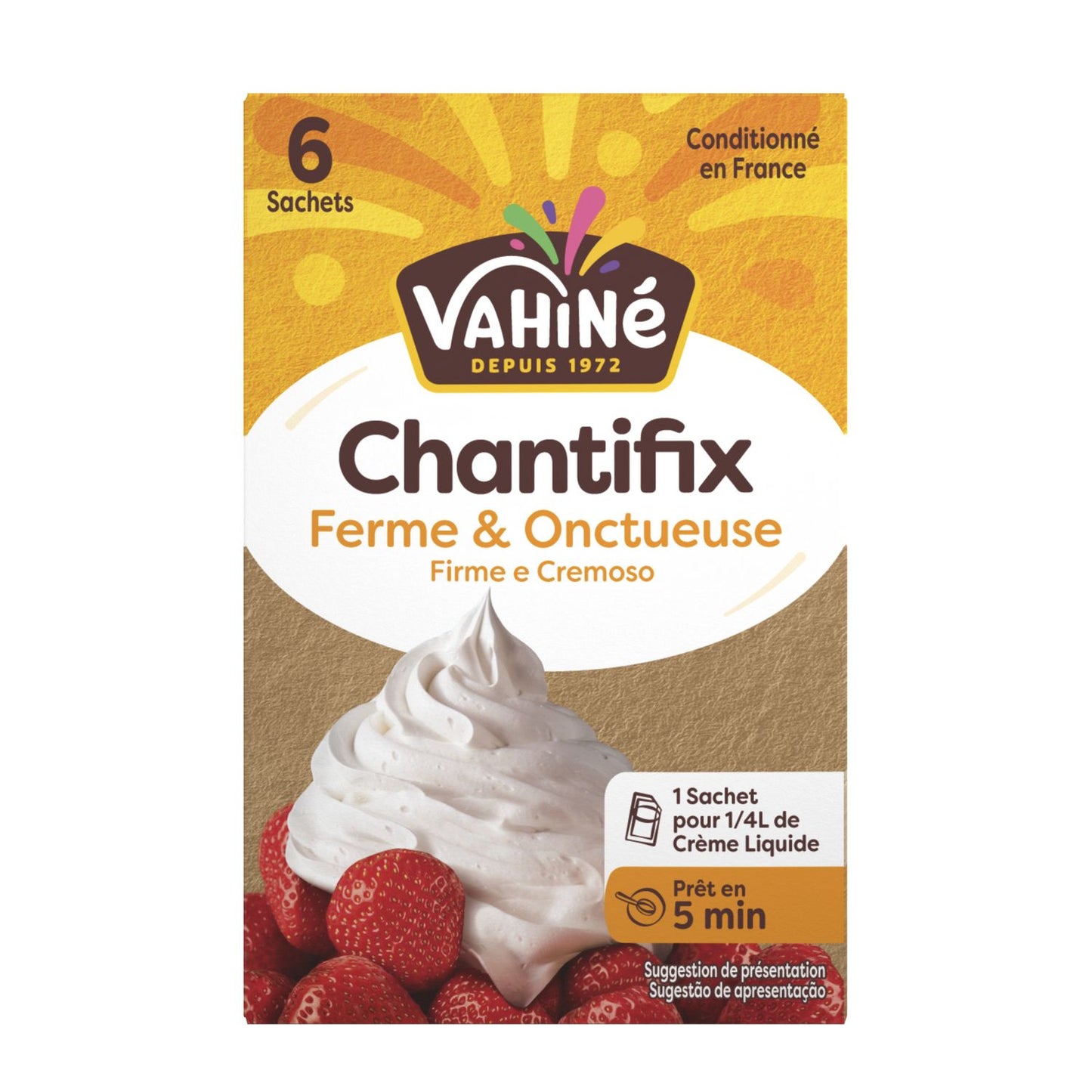 VAHINE Chantifix Whipped Cream Stabilizer x6 Sachets – Firm & Smooth Texture