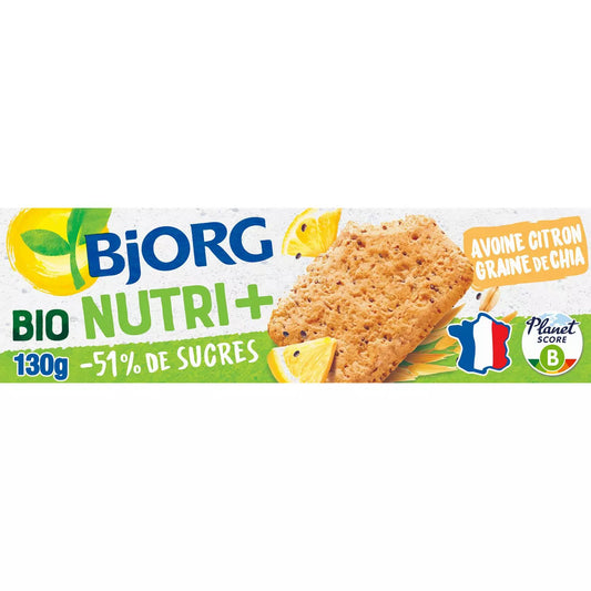 BJORG Organic Nutri+ Oat, Lemon & Chia Seed Biscuits 130g